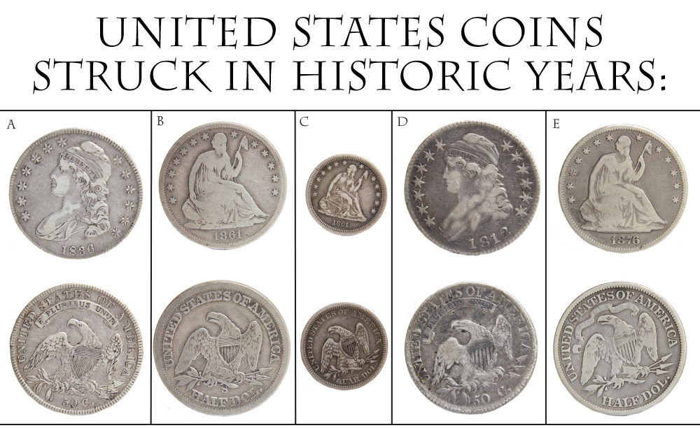 18-11-23….UNITED STATES COINS STRUCK IN HISTORIC YEARS: